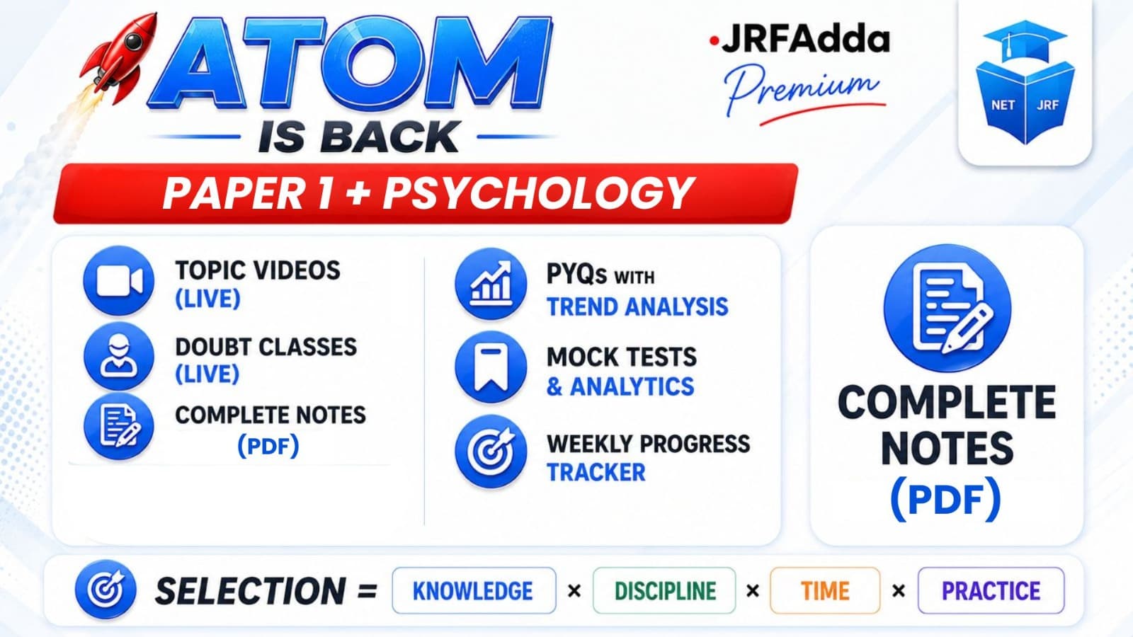 ATOM 2026 Batch Psychology Batch (Paper1+Paper2) - Dec 2026