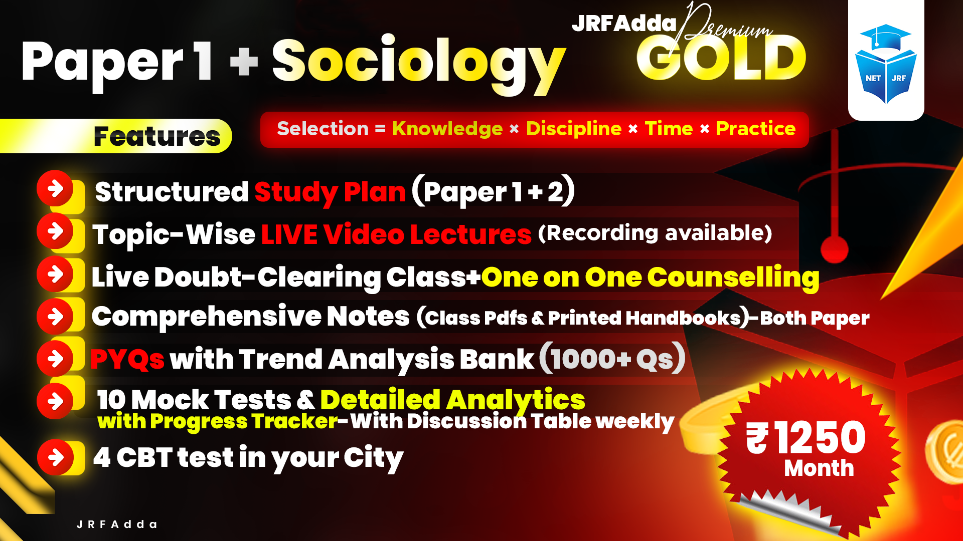 JRFAdda Gold June 2026 Sociology Batch (Paper1+Paper2)