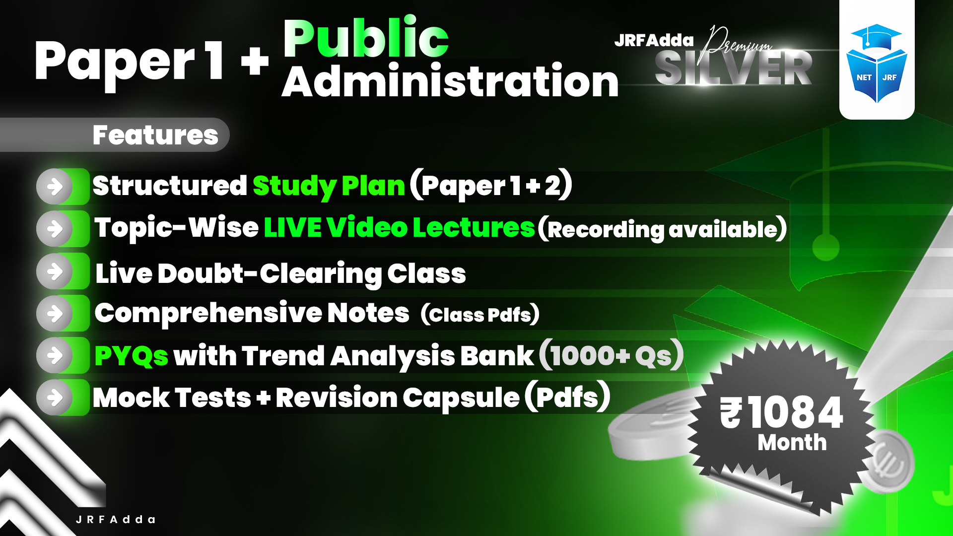 JRFAdda Silver June 2026 Public Administration Batch (Paper1+Paper2)