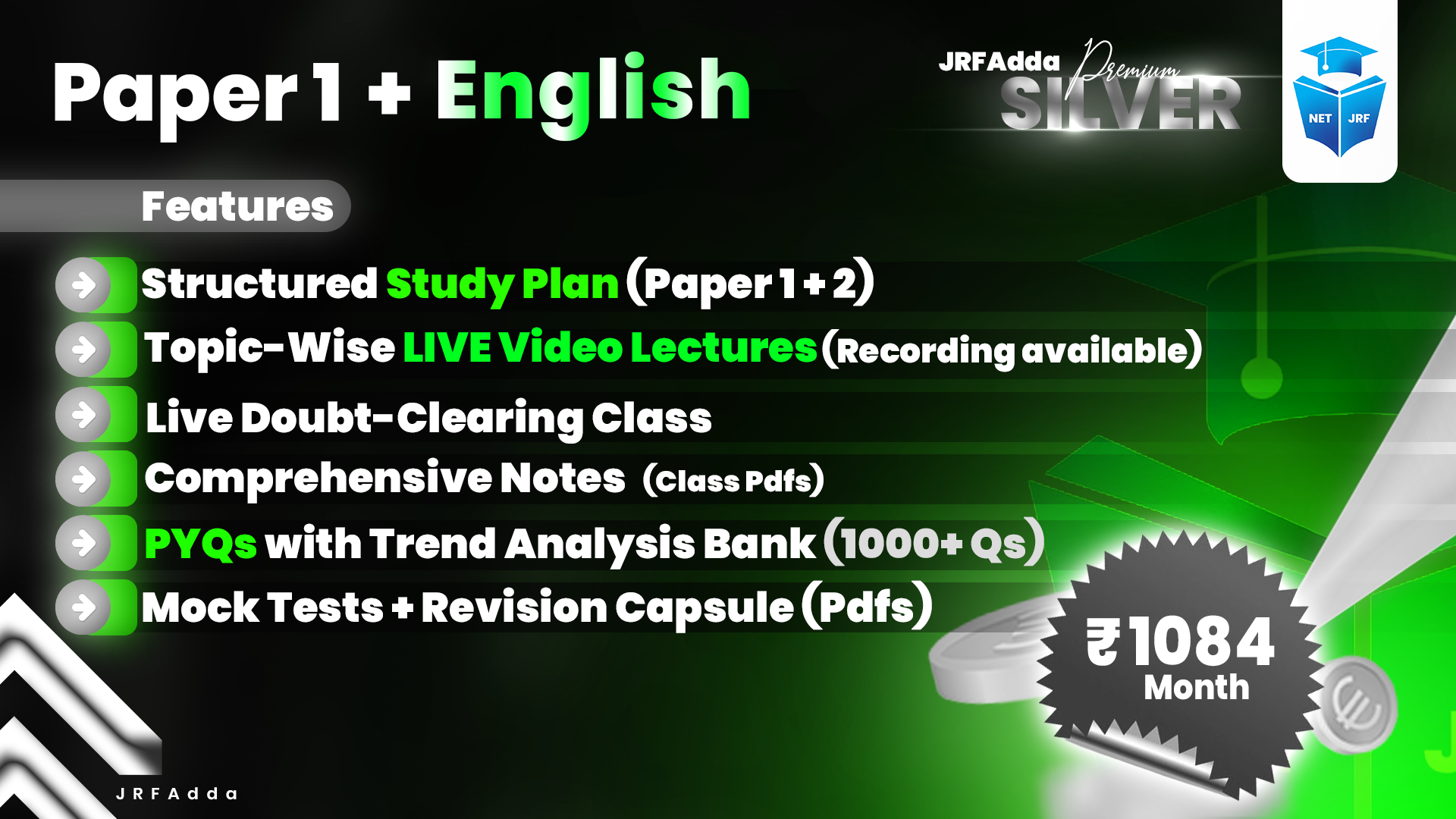JRFAdda Silver June 2026 English Batch (Paper1+Paper2)