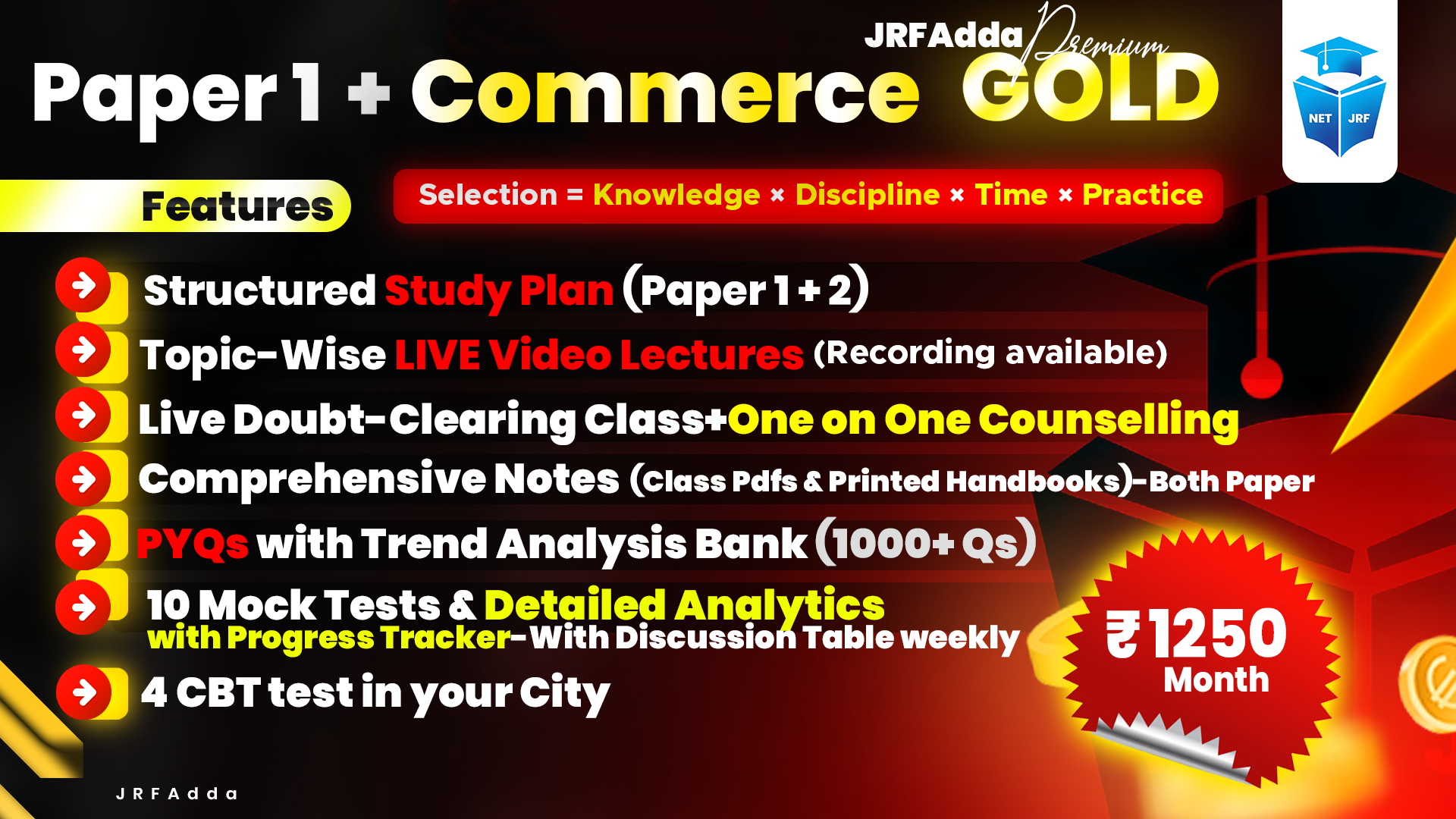 JRFAdda Gold June 2026 Commerce Batch (Paper1+Paper2)