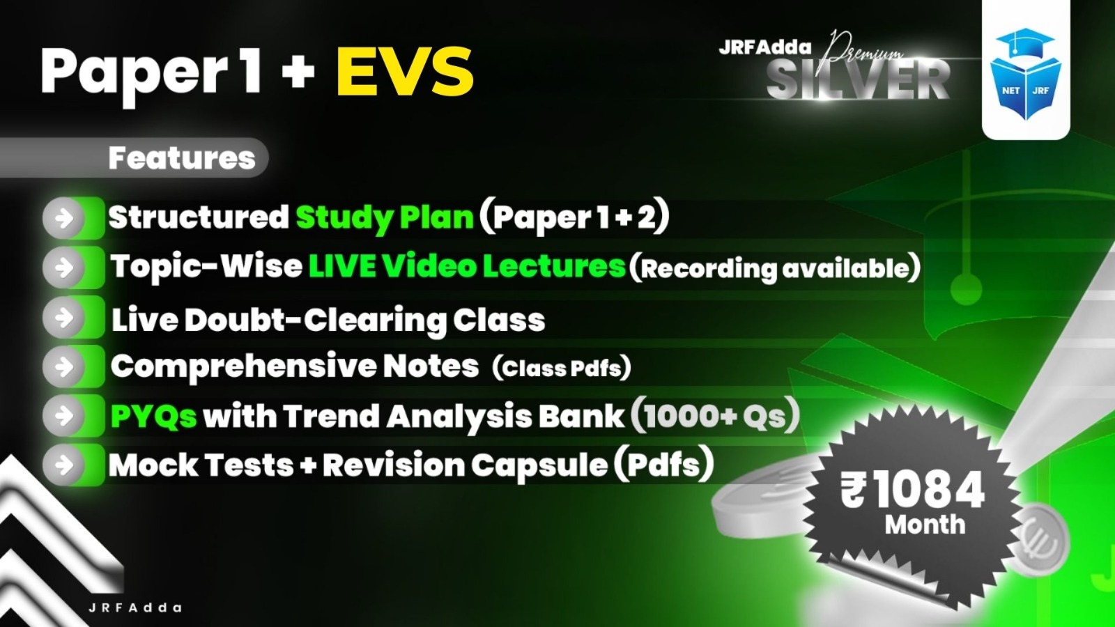 JRFAdda Silver June 2026 EVS Batch (Paper1+Paper2)