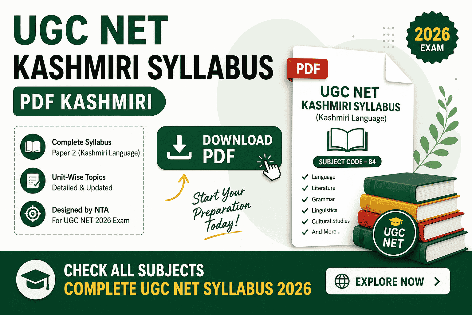 UGC NET Kashmiri Syllabus 2026 PDF