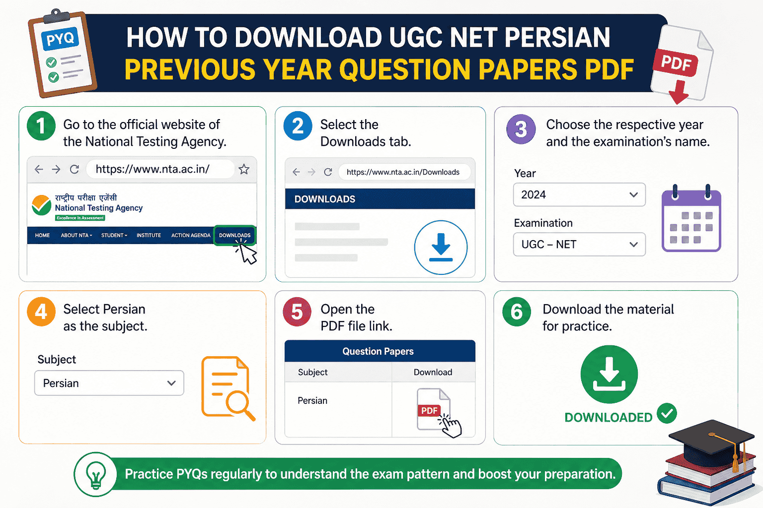 How to download UGC NET Persian PYQs
