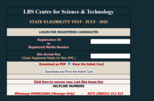 Direct Link: Kerala SET Hall Ticket 2026 Download Link