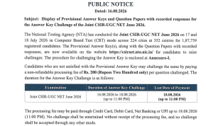 Provisional Answer Keys and Question Papers with recorded responses