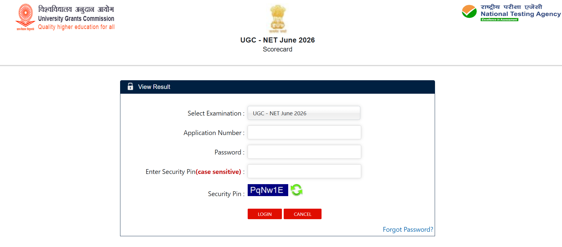 Download UGC NET Result 2026